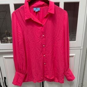 CeCe Vibrant Pink Button-Down Shirt
